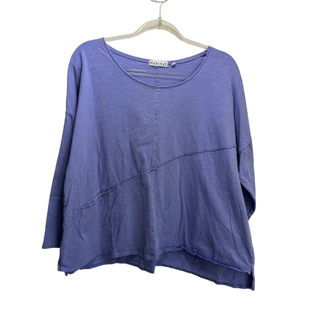 Habitat 100% Cotton Lagenlook Minimalist Resort Beach Tunic Top XL Purple Blue